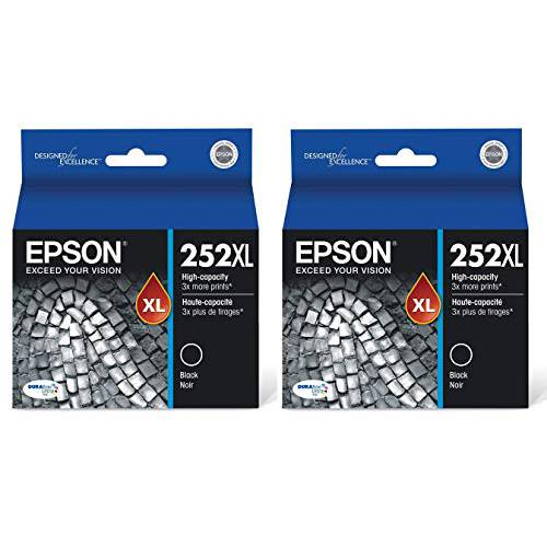 2 X Epson 252XL, 블랙 잉크카트리지, 프린트잉크, 하이 용량 (T252XL120)