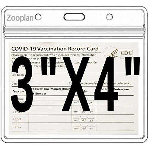 CDC Vaccination 카드 커버 3 X 4 인치 Immunization LP레코드 Vaccine 카드 보호 클리어 비닐 플라스틱 슬리브 홀더 방수 타입 밀봉가능,밀봉 Zip (3 팩)