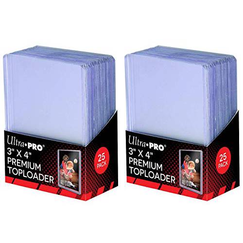 울트라 프로 3 x 4 슈퍼 클리어 프리미엄 탑로더 카드 보호 | 25-Count per 팩 | 2- 팩S