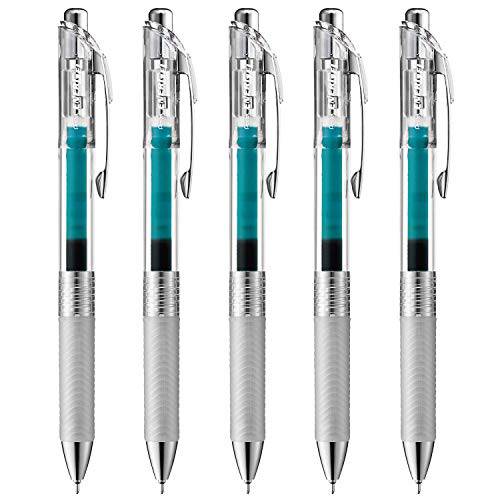 Pentel Energel Infree 젤 잉크 볼펜 0.5mm, 바늘 팁, Turquoise 블루 잉크, 5 펜 set(Japan 수입)