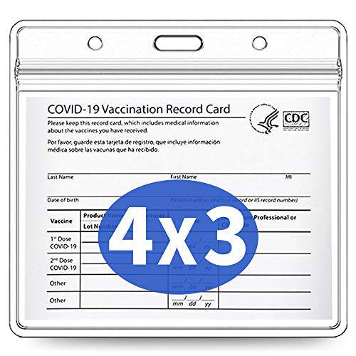 5 Pack-CDC Vaccination 카드 보호 4 X 3 인치 Immunization LP레코드 Vaccine 카드 홀더 클리어 비닐 플라스틱 슬리브 방수 타입 밀봉가능,밀봉 Zip (카드 홀더 Only)