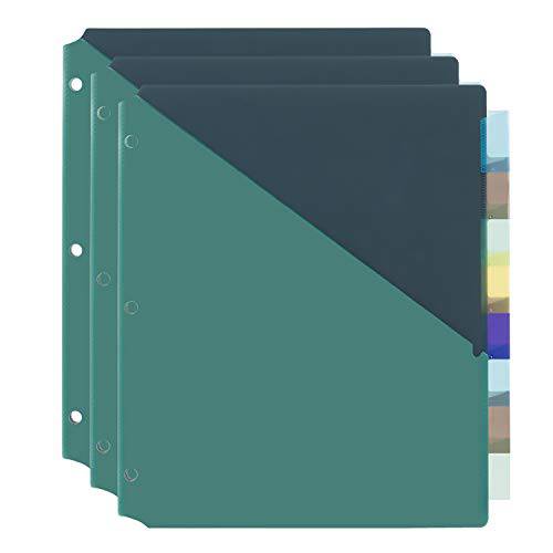 아마존 Basics 8-Tab 플라스틱 바인더 디바이더 포켓, 2 톤, 3 세트
