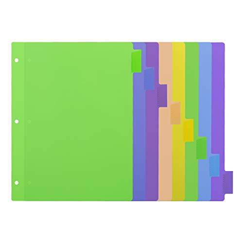 아마존 Basics 3 링 바인더 디바이더 8 탭, 플라스틱 바인더 디바이더, 팩 of 12 세트 (96 디바이더 Total)