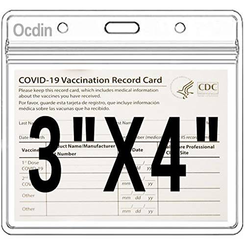 CDC Vaccination 카드 보호 4 X 3 인치 Immunization LP레코드 Vaccine 카드 홀더 클리어 비닐 플라스틱 슬리브 방수 타입 밀봉가능,밀봉 Zip (3 팩)