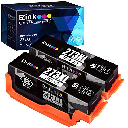 E-Z 잉크 (TM) 재충전,재생산 잉크카트리지, 프린트잉크 교체용 Epson 273XL 273 XL T273XL to 사용 XP-520 XP-600 XP-610 XP-620 XP-810 XP-820 프린터 (2 블랙) 2 팩