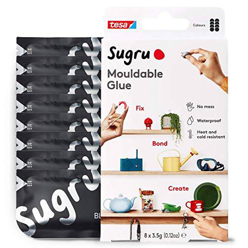 Sugru I000953 모양변형가능한 Multi-Purpose 글루,접착제 Creative 고정 and 제작, 블랙, 8 피스