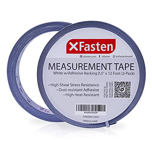 XFasten 테이프 치수, 측정 접착 후면, 0.5-Inch x 12-Feet (2-Pack) 왼쪽 to 오른쪽 필 and 스틱 측정 자 테이프 작업대, 목공, 재봉,바느질; 붙여서쓰는 Self-Adhesive 메탈 줄자