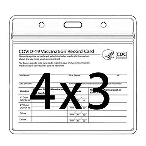CDC 코로나 Vaccination 카드 보호 4 X 3 in Immunization LP레코드 Vaccine 수평 ID 카드 명함 태그 배지 카드 홀더 클리어 비닐 플라스틱 슬리브 방수 타입 밀봉가능,밀봉 Zip (3 팩)