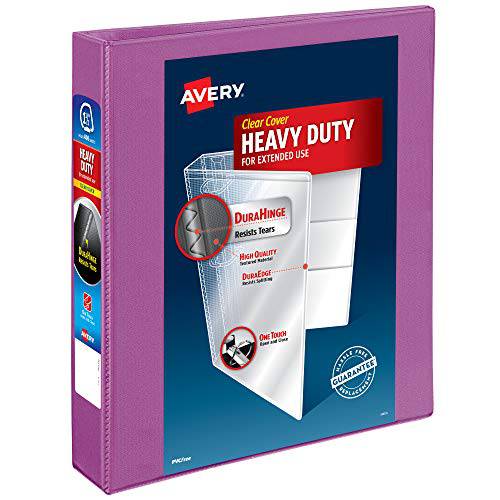 Avery Heavy-Duty 3 링 바인더, 1.5 인치 사선형 링, Orchid 뷰 바인더 (79273)