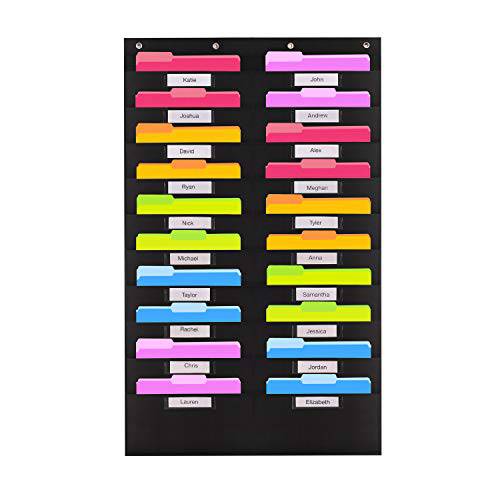 헤비듀티 스토리지 포켓 차트 20 Nametag 포켓, 걸수있는 벽면 화일,파일 수납R by 하마 Creation - 수납 Your 과제, 파일, 스크랩북 Papers& More (블랙)
