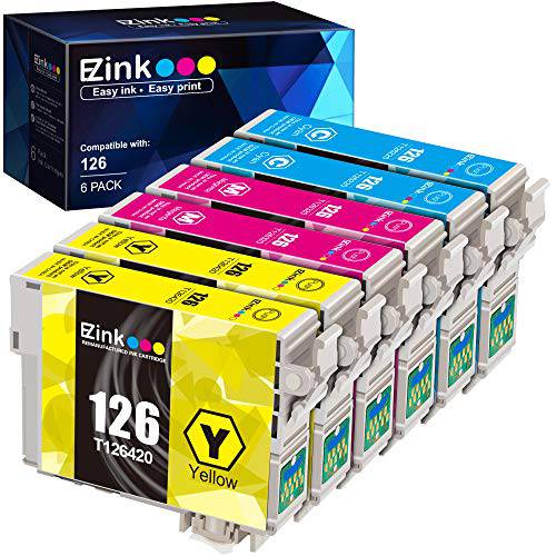 E-Z 잉크 (TM) 재충전,재생산 잉크카트리지, 프린트잉크 교체용 Epson 126 T126 to 사용 Workforce 435 520 545 635 WF-3520 WF-3530 WF-3540 WF-7010 WF-7510 스타일러스 NX330(2 Cyan, 2 Magenta, 2 Yellow) 6 팩