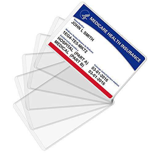 Fabmaker New 메디케어 카드 보호, 6 팩 플라스틱 카드 홀더 지갑 싱글 12 Mil 명함카드, 비즈니스 카드 슬리브 방수 카드 플라스틱 보호 신용 카드 명함카드, 비즈니스 카드 Social 세큐리티 카드 ID
