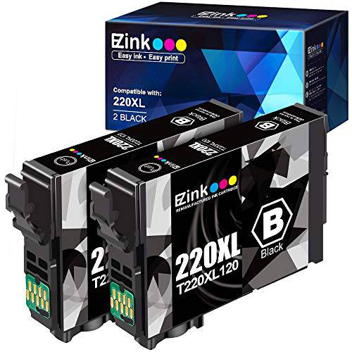 E-Z 잉크 (TM) 재충전,재생산 잉크카트리지, 프린트잉크 교체용 Epson 220 XL 220XL T220XL to 사용 WF-2760 WF-2750 WF-2630 WF-2650 WF-2660 XP-320 XP-420 XP-424 (2 블랙)