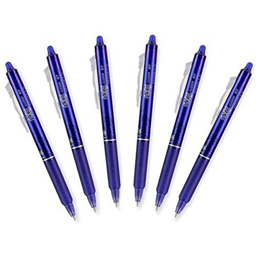Pilot FriXion 클릭형 개폐식 지워지는 젤펜, 잉크펜,  파인포인트팁, 가는 심, 가는 촉, 블루 잉크 (6)