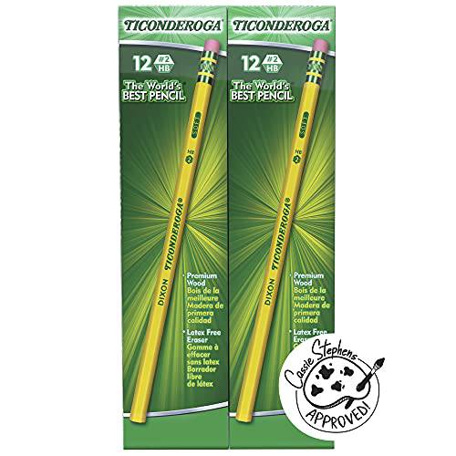 TICONDEROGA 연필, Wood-Cased, 깎지않은, 흑연 2 HB 소프트, Yellow, 96-Pack (13872)