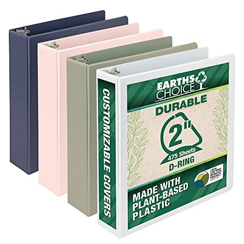 Samsill Earth’s 초이스, 2 듀러블 D-Ring 뷰 바인더 4 팩, USDA 인증된 적, Eco-Friendly, 패션 종류다양 (MP46969)
