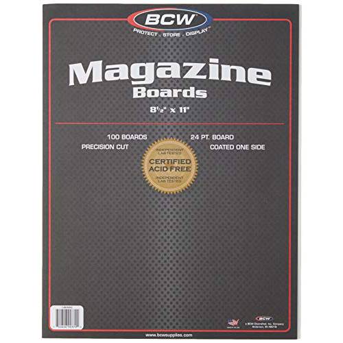 BCW-BBMAG - 매거진 사이즈 백킹 보드 - 화이트 - (100 보드), 사이즈: 8.5 x 11 인치