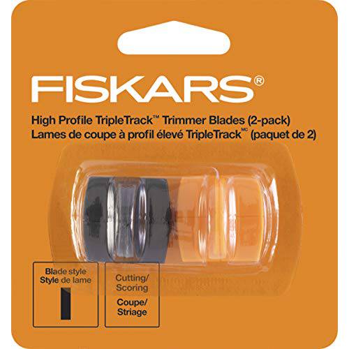 Fiskars 01-001555J TripleTrack 하이 프로파일 교체용 날,칼날 Cut/ 점수 스타일 I, 1.5x1.5x1 인치, 블랙 and 오렌지