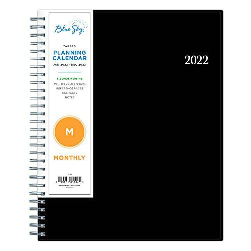 블루 Sky 2022 먼슬리 플래너, 다이어리, January 2022 - 12월 2022, 8 x 10, 플렉시블 커버, 스프링철, Enterprise (131794)