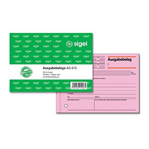 Sigel AG615 에디션 영수증 A6 수평 50 시트, 핑크 팩 of 1