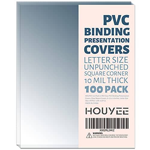 HOUYEE 100 팩 클리어 바인딩 Presentation 커버, PVC Report 커버, 10 mil, 8-1/ 2 x 11 인치, 레터 사이즈