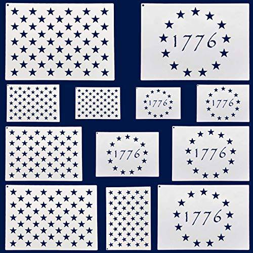 아메리칸 깃발 50 스타 스텐실 and 13 Stars 1776 템플릿, 아메리칸 깃발 템플릿, Ideal 페인팅 on 우드, 천, 용지,종이, 벽 [6 사이즈, 2 Styles]