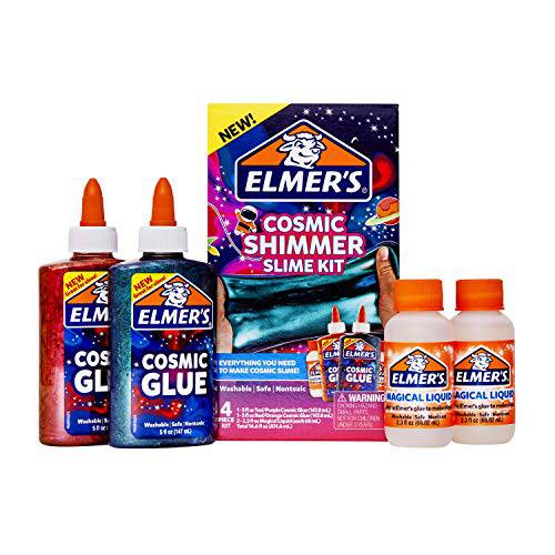 Elmer’s Cosmic 반짝임 슬라임 키트, 포함 Elmer’s Cosmic 리퀴드 글루,접착제 and Elmer’s 마법 리퀴드 슬라임 활성제, 4 Count