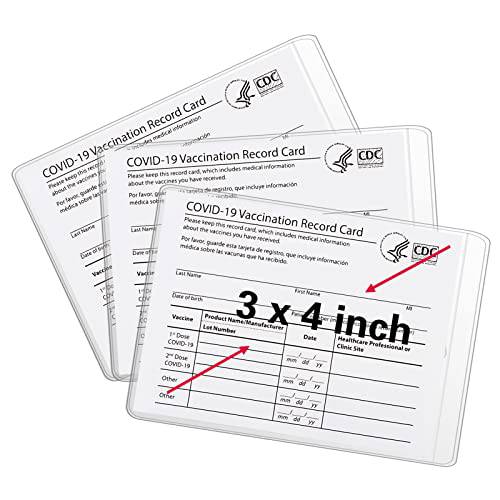 Mljsh 3-Pack Vaccine 카드 홀더 Scratch-Proof, CDC Vaccination 카드 보호 4 × 3 인치, Immunization Vaccinate LP레코드 카드 플라스틱 홀더 배지 LP레코드 ID 카드 명함 태그