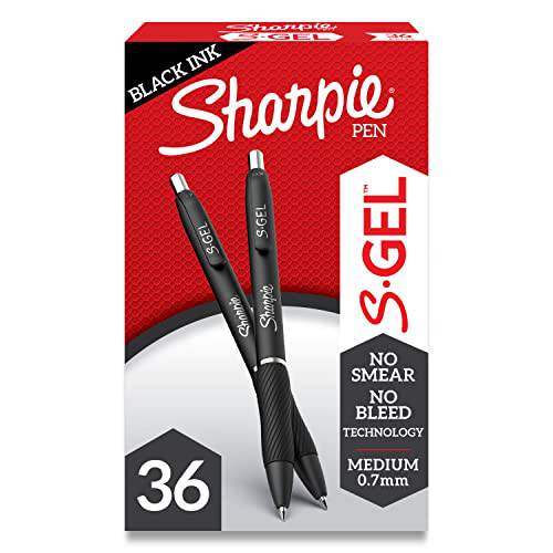 Sharpie S-Gel,  젤펜, 잉크펜, 미디엄 포인트 (0.7mm), 블랙 잉크 젤펜, 잉크펜, 36 Count