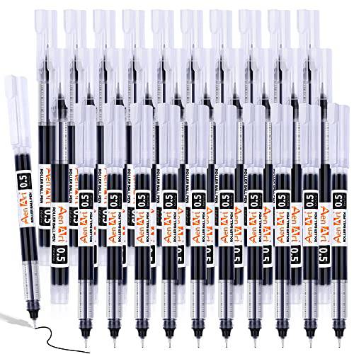 롤러볼 펜, 30 팩 파인포인트팁, 가는 심, 가는 촉 Rollering 볼 펜, 0.5mm 파인,가는 팁 리퀴드 잉크 펜, Quick-Drying 펜 필기, Notetaking and 드로잉