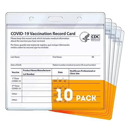 (10 팩) Vaccine 카드 홀더 - 여행용 악세사리, Vaccine 카드 보호, 비행기 여행용 에센셜 ID 배지 홀더, CDC Vaccination 코로나 카드 보호 방수, 4 X 3 명함 태그 홀더S.