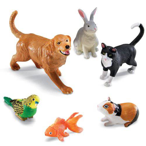 Learning Resources 점보 Domestic Pets 고양이 강아지 토끼 기니피그 피쉬 and 새 6 동물 Ages 2 LER0688 Multi-color 3-3 4 - 7-1 2 w in