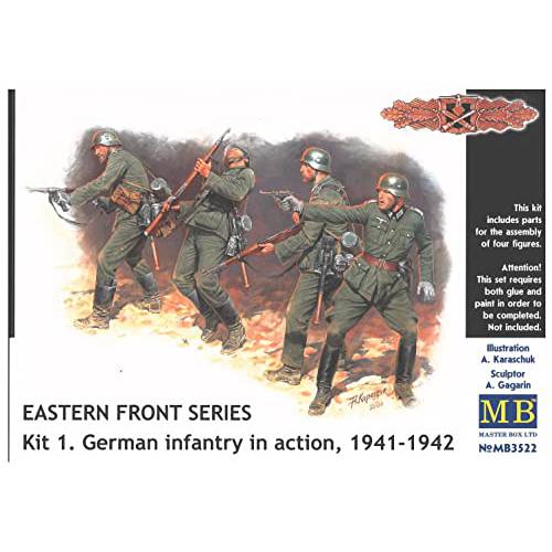 Masterbox 1/ 35 독일 Infantry in 액션 Eastern 전면 1941-42 (4 피규어)